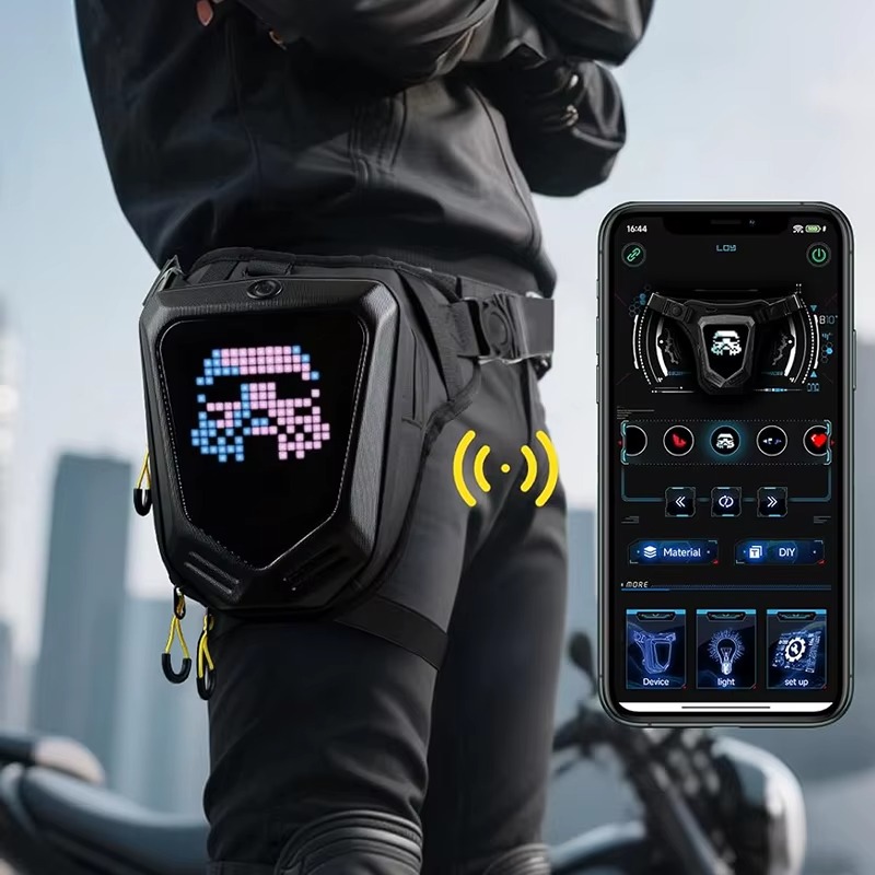LED kijelzős motoros combtáska – Bluetooth APP vezérléssel, RGB kijelzővel 1 LED kijelzős motoros combtáska – Bluetooth APP vezérléssel, RGB kijelzővel