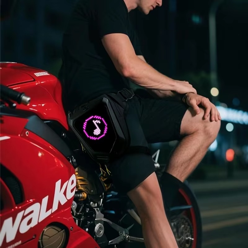 LED kijelzős motoros combtáska – Bluetooth APP vezérléssel, RGB kijelzővel 5 LED kijelzős motoros combtáska – Bluetooth APP vezérléssel, RGB kijelzővel - Image 5