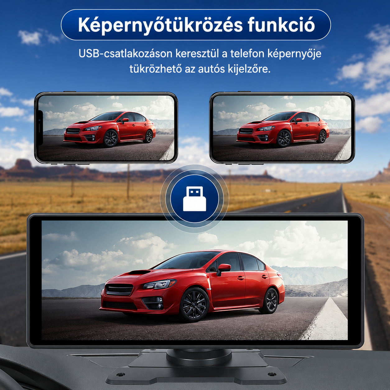 Autós CarPlay és Android Auto kijelző – magyar nyelvű 7" 2 Autós CarPlay és Android Auto kijelző – magyar nyelvű 7" - Image 2