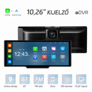 Teszt Kia 1 Autós CarPlay és Android Auto kijelző – magyar nyelvű 10,26″ 4K DVR, első és tolatókamerával