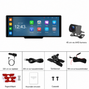 Teszt Kia 2 Autós CarPlay és Android Auto kijelző – magyar nyelvű 10,26″ 4K DVR, első és tolatókamerával